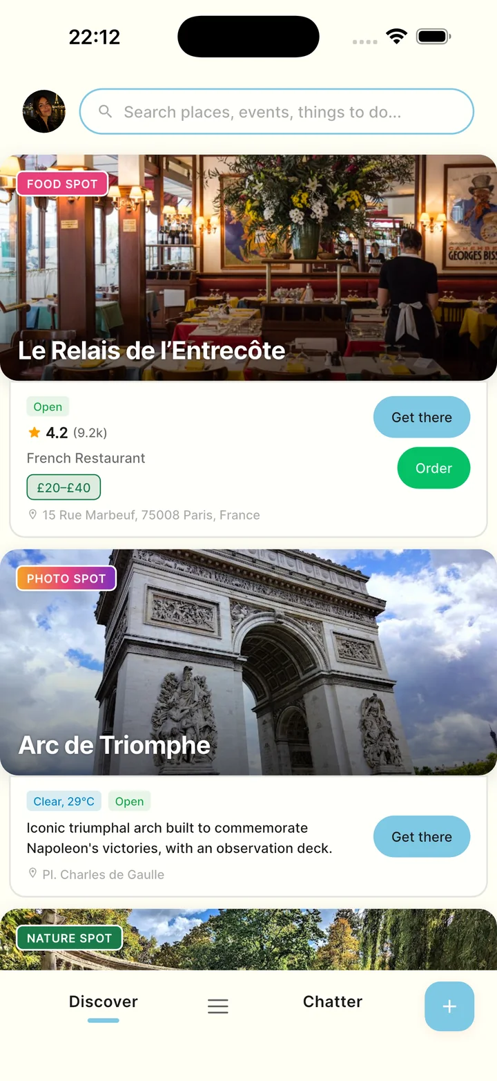 The Discover feed in Paris